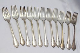 1847 Rogers Bros IS Remembrance Silverplate Salad Forks 6.75&quot; Lot of 11 - $35.27