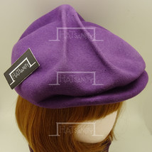 HATsanity Unisex Wool Felt Crumple Ivy Flat Cap Ascot Cap - Purple - £23.45 GBP