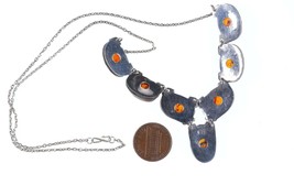 Vintage 20&quot; Sterling and Natural Amber necklace - £132.63 GBP