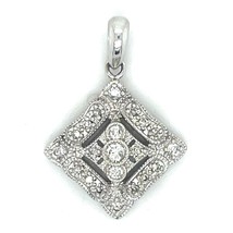1/4 ct Diamond Accent Pendant REAL Solid 14 K White Gold 2.3 g - £351.70 GBP