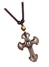 Natural Ice Obsidian Cross Necklace Amulet Pendant - £30.45 GBP