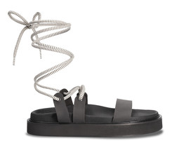 Vegane Sandalen flache mit mit Kordeln gepolstertem Sohle aus Nobuk- ähn... - $89.98