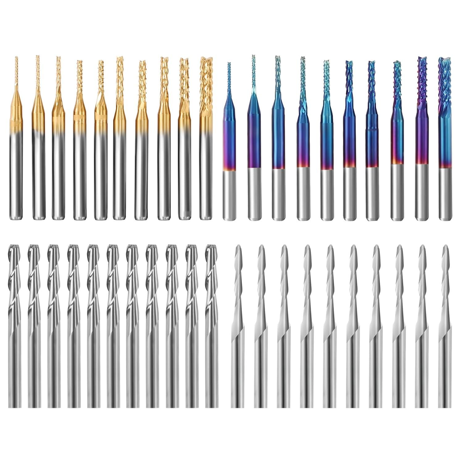 1/8&quot; Shank End Mills Cnc Router Bits, 40Pcs, Cnc Cutter Milling Carving ... - $44.98