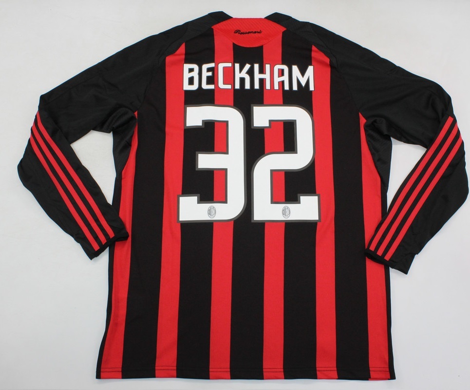 ac milan jersey 2008 2009 shirt beckham home long sleeve serie a model playera