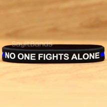 1 Thin BLUE Line No One Fights Alone Wristband Silicone Police Bracelet - £1.55 GBP