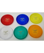 Bank of Pawnee 1975 Coasters Colorful Set of 6 Vintage New Plastic Swirl - $15.15