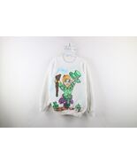 Vintage 90s Womens XL Air Brush Leprechaun Mushroom Crewneck Sweatshirt USA - $1,440.34 MXN