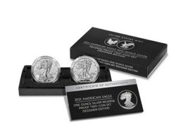 American Eagle 2021 One Ounce Silver Reverse Proof Two-Coin Set Designer Edition - £369.16 GBP