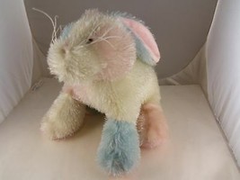 Ganz Easter Bunny Rabbit  3 pastels pink blue white shag fabric 8&quot; CUTE! - $6.92