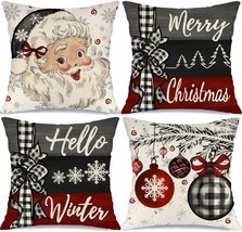 Christmas Santa Claus Red Throw Pillow Covers Xmas Trees Snowflake Pillow Covers - £28.87 GBP