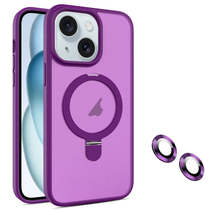 For iPhone 15 Plus MagSafe Magnetic Holder Phone Case(Dark Purple) - £3.94 GBP