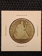1858 Silver Seated Liberty Half Dollar Good Condition - $50.96