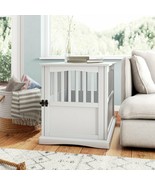 Large Dog Pet Crate End Table Furniture Wood White Family Room Bedroom New - $238.88