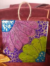 Jewel Toned Floral Hand Painted Ceramic Tile For Hanging Framing Gift Un... - $5.95
