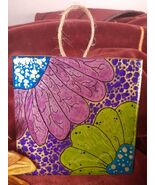 Jewel Toned Floral Hand Painted Ceramic Tile For Hanging Framing Gift Un... - $8.35 CAD