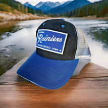 Tacoma Rainiers Black Panel Blue Bill White Trucker Baseball Cap Hat Str... - £10.43 GBP