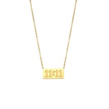 11:11 Rectangle Pendant Plate Necklace Fine Polished Stainless Steel 18K Gold Pl - £12.49 GBP