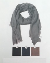 Men Women Large Long Scarf Solid with frayed edge Soft Silky Shawl Wrap Black - £6.18 GBP