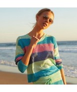 nwt BEACH RIOT sequin stripe sweater S lightweight pullover knit crop to... - $50.48