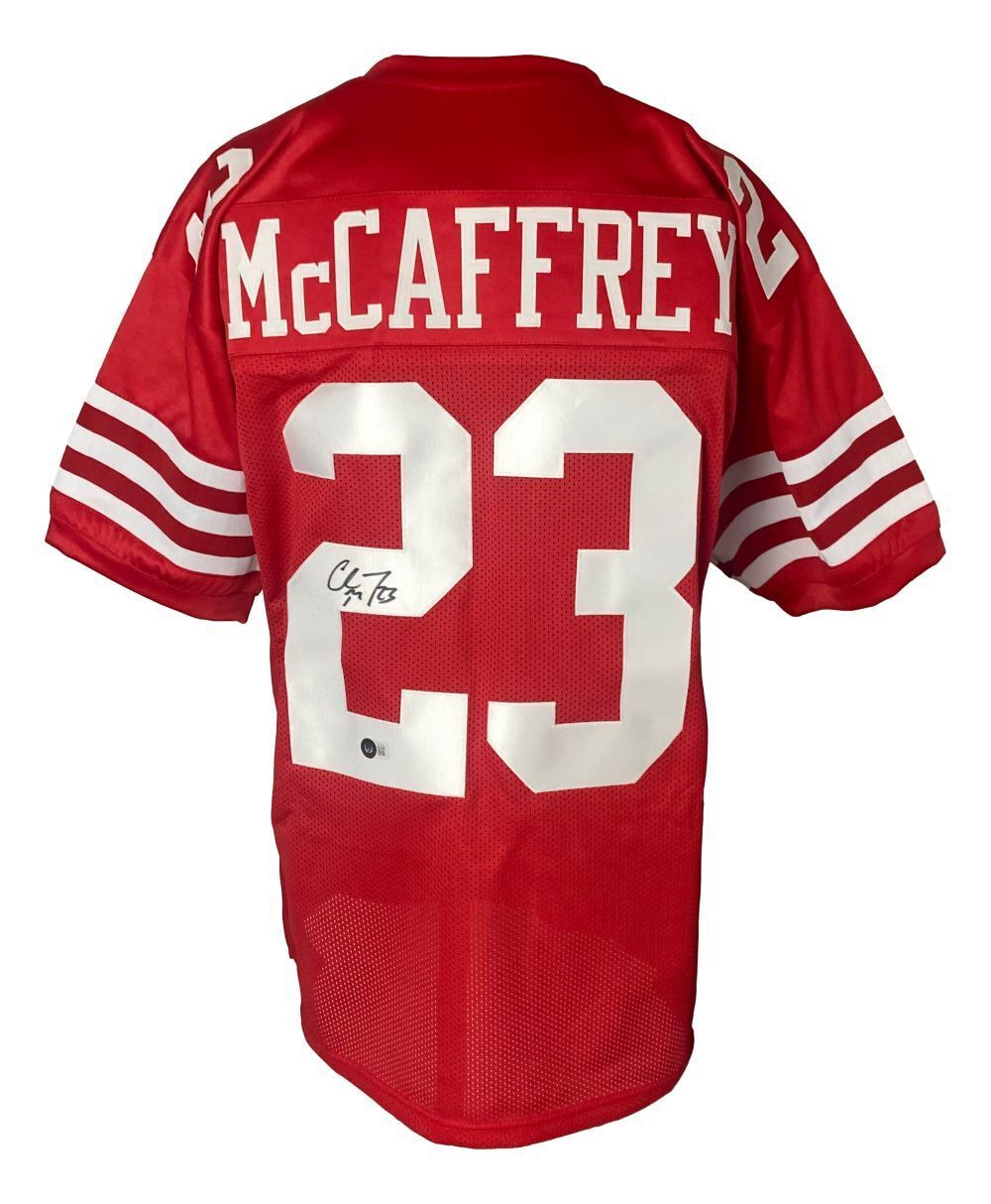 Primary image for Christian Mccaffrey San Francisco Signé Rouge Football Jersey Bas