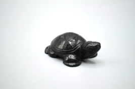 Black Stone Soapstone Argillite Turtle Figurine Carved Tortoise Sculpture 62.3g - £46.39 GBP