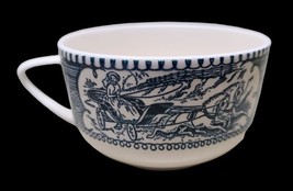 Currier &amp; Ives Coffee Cups Horse Buggy Cups Cup Mug Blue Royal China - $112.09 MXN