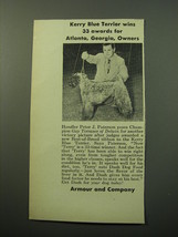 1950 Armour and Company Dash Dog Food Ad - Kerry Blue Terrier wins 33 awards  - £14.77 GBP