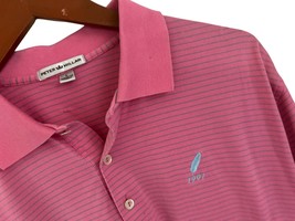 Peter Millar Cotton Polo Shirt Pink Stripes Size Large - $24.74