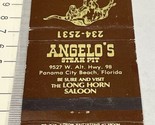 Vintage Matchbook Cover  Angelo’s Steak Pit  Rest Panama City Beach, FL ... - $12.38