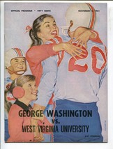 George Washington Vs West Virginia Ncaa Football Game Program 11/04/1961-vf - £90.80 GBP