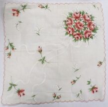 Vintage Hanky Handkerchief Bouquet Roses Wedding Linen 1950s Large NWT - $22.72