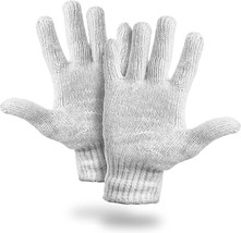 Pack of 24 LARGE WHITE STRING KNIT POLY COTTON WORK GLOVES - 1 Dozen - £13.56 GBP