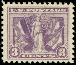 1919 3c Allies Victory, World War I, Violet Scott 537 Mint F/VF NH - $19.99