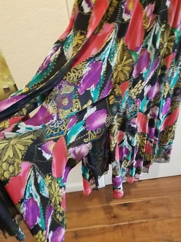 Vtg Diane Freis Maxi Silk Dress Size 10? Elastic Waist Bead Seq Lined Slit Skirt Item image 5