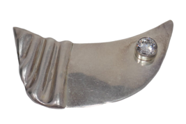 Mexican TA 112 Sterling Silver 925 Cubic Zirconia Gemstone Large Brooch Pin - $29.99