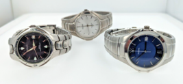 Lot of 3 Pulsar Men&#39;s Quartz Watches VJ32 VX32 VX42 Steel Titanium 1990s AS IS - £49.85 GBP