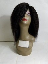 100% human virgin Remy hair kinky straight full wig 12&quot; handmade black n... - $111.96