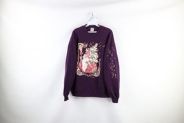 Vintage 90s Streetwear Womens Large Faded Christmas Santa Claus Sweatshirt USA - £38.72 GBP