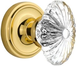 Classic Rosette with Oval Fluted Crystal Glass Door Knob Handle, 2x Double Dummy - £78.21 GBP
