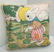 Adorable Vintage Easter Bunny Rabbit 6” Gardening Spring Summer Colorful Pillow - £9.74 GBP