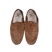 UGG Australia Mens Sherpa Lined Slippers Size 11 Tan Suede Slip On F16017F - £23.87 GBP
