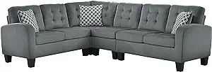 Homelegance Sinclair 84&quot; x 107&quot; Fabric Sectional Sofa, Gray - £1,073.65 GBP