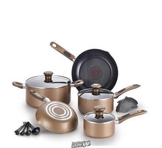 T-Fal 14-Piece Excite Cookware Set Bronze - £60.03 GBP