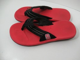 Rainbow NC State Flip Flop Sandals women 7 slides black red North Carolina used - £19.45 GBP