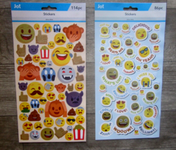 Lot of 2 Pkgs Smiley Emoji Various Faces  1/2&quot; - 2&quot; Stickers 200 Ct New! - £7.90 GBP