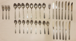 34 Piece Vintage Flatware Rogers Co Korea Floral Mist - £33.81 GBP