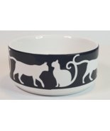 Gibson Home Cat Feeding Dish Bowl  Black White Silhouette Kitty Ceramic - £13.94 GBP