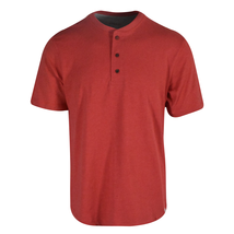 Chaps Men&#39;s Basic T-Shirt Red Coastland Wash Henley (S02) - £10.40 GBP