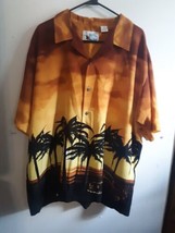 Ocean Current Palm Trees Classic Car Button Up Down Hawaiian Shirt Mens ... - $29.69