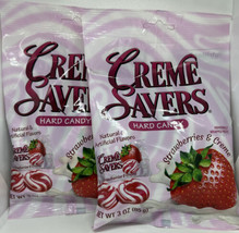 Creme Savers Strawberries &amp; Cream Iconic Candy - 3 Oz, Lot of 2 Bags - £11.82 GBP